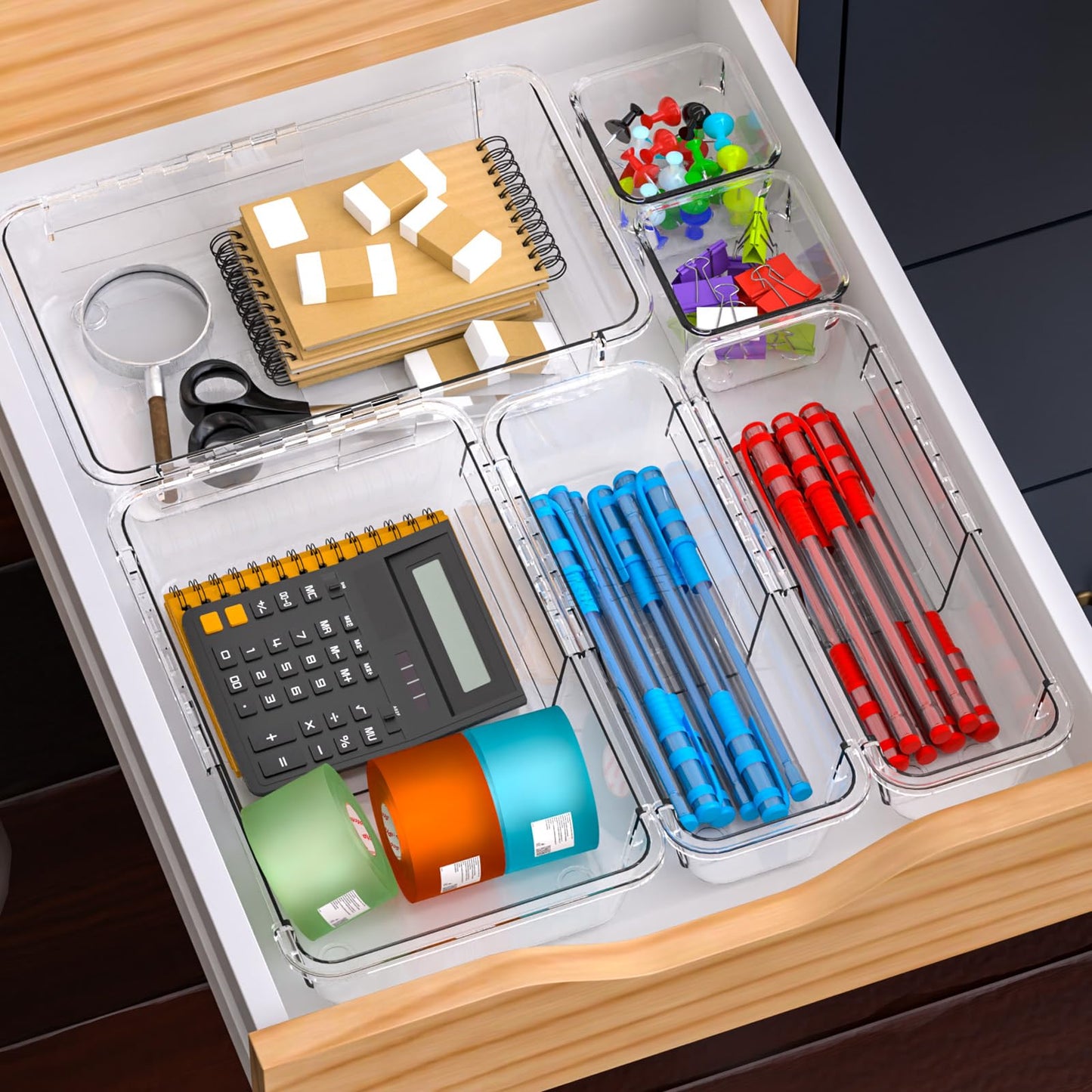 14 Pcs Adjustable Drawer Organizer, Clear Drawer Organizer Expendable
