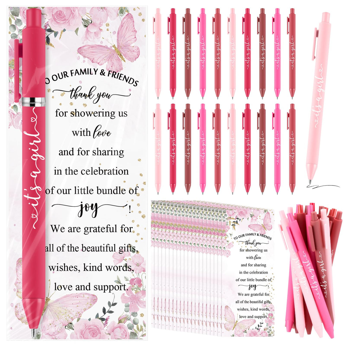 Engrowtic 50 Set Baby Shower Gifts Pens for Guests Bulk Baby Shower Party Favors Retractable
