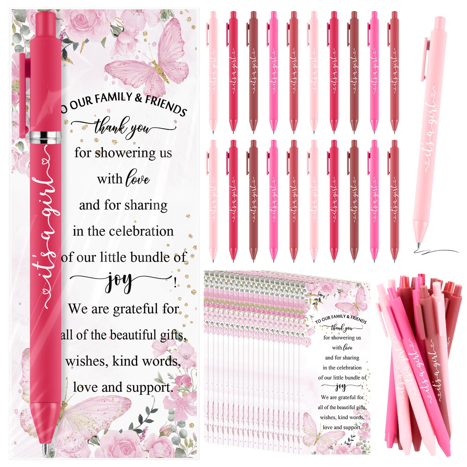 Engrowtic 50 Set Baby Shower Gifts Pens for Guests Bulk Baby Shower Party Favors Retractable