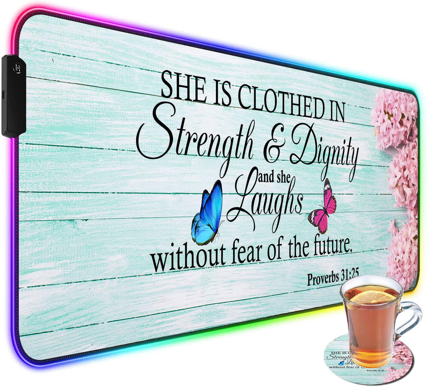 CICPLKSE Customized RGB Gaming Mouse Pad and Coffee Coaster,Large Glowing Led Anti-Slip Rubber Base