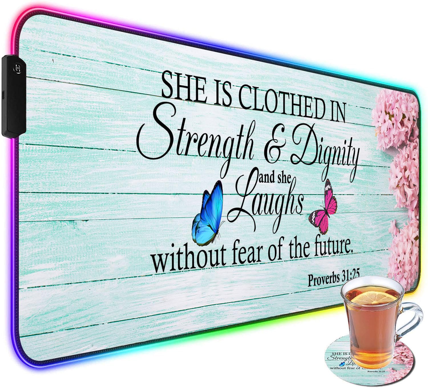 CICPLKSE Customized RGB Gaming Mouse Pad and Coffee Coaster,Large Glowing Led Anti-Slip Rubber Base