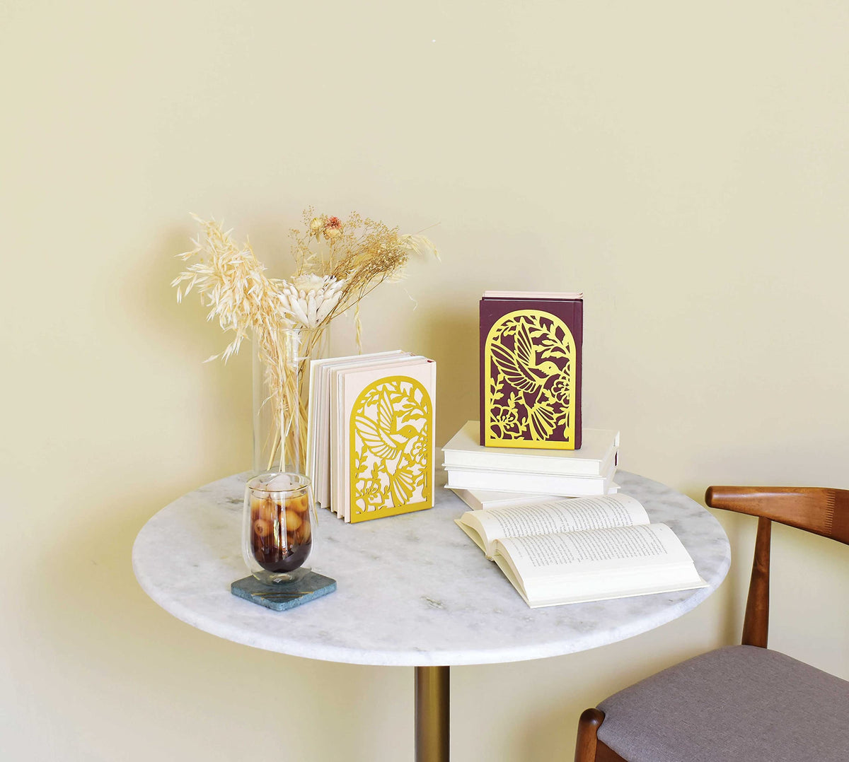 CNK Premium Metal Bookends for Home Office - Heavy Book Stoppers, Decorative Book Shelves