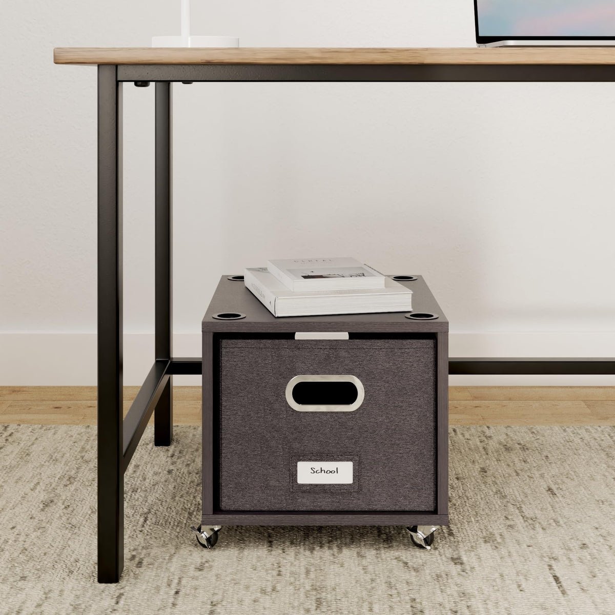 BIRDROCK HOME Rolling File Cabinet – Decorative Storage Shelf w/Removable Bins, Handles, and Wheels