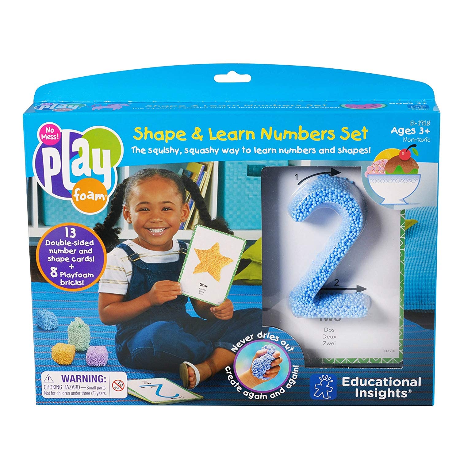 Educational Insights Playfoam Shape & Learn Numbers Set, Flash Card Set, Preschool Kindergarten