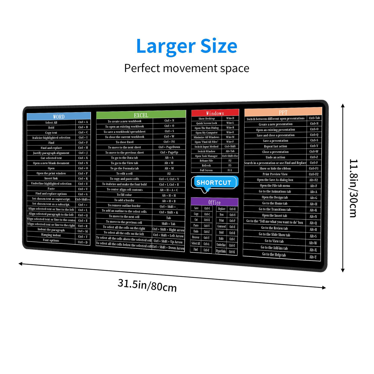 Sigouyinei Extra Large Desk Pad 31.5x12in Office Gaming Non-Slip Mouse Pad