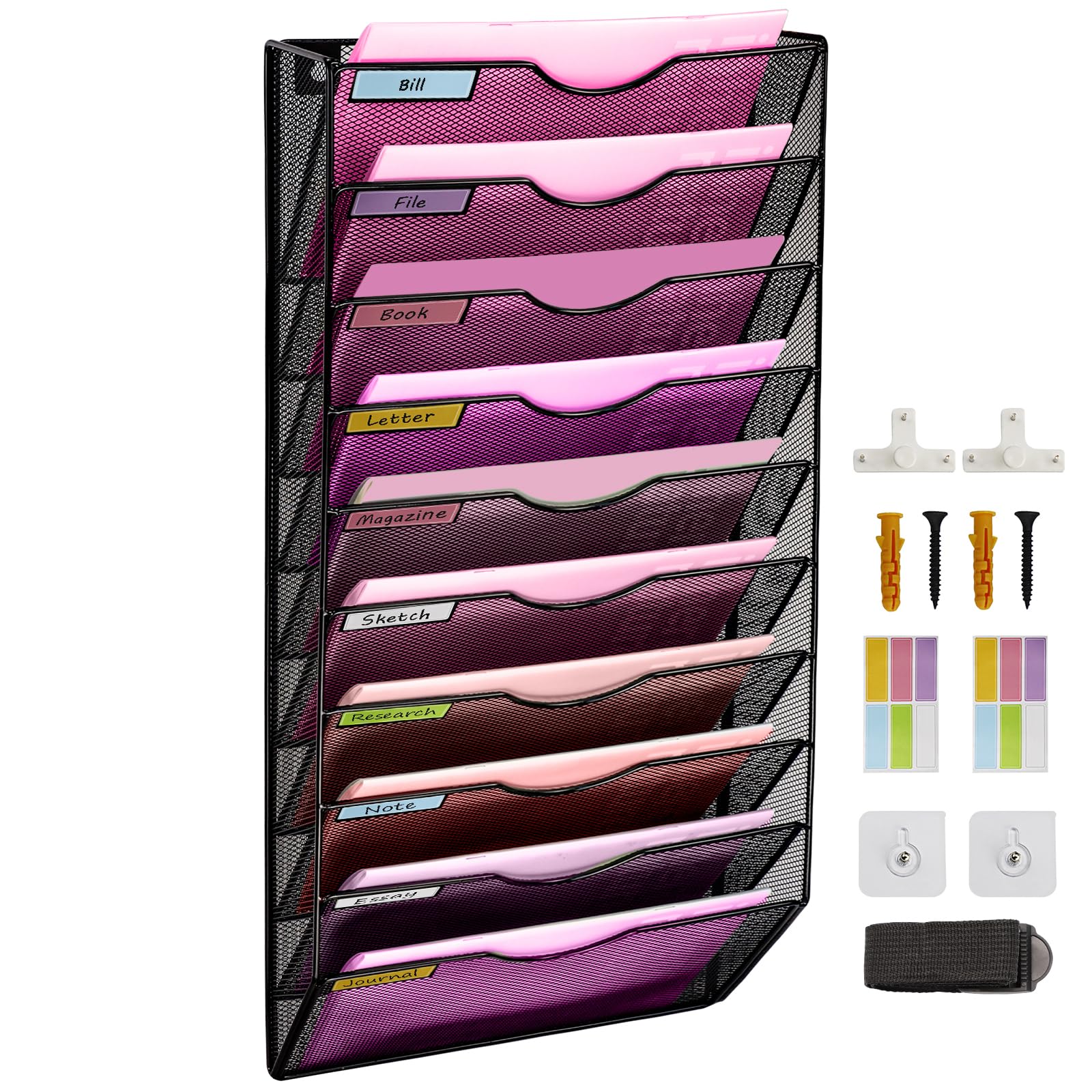 ideallife Wall Mounted File Organiser A7 Mesh in Hanging Wall File Holder Mail Organiser