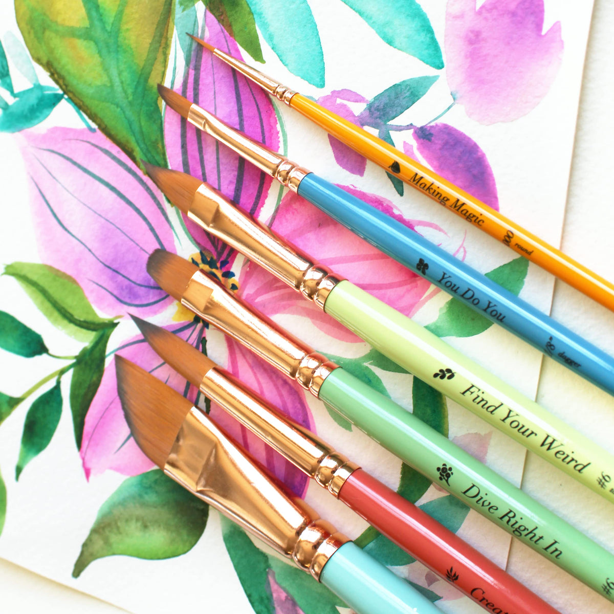 Travel Watercolor Brush Set - 6 Piece Pouch Set for Beginners & Pros - Assorted Paint Brushes with