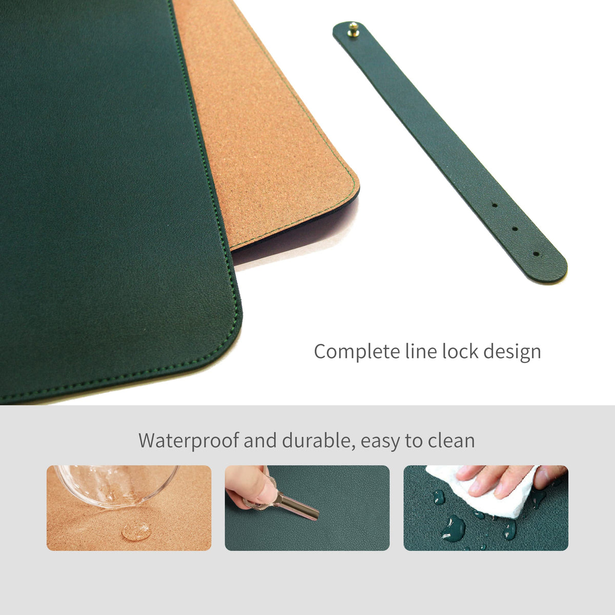 RENMTURE Dual-Sided Mouse Pad, Natural Cork & PU Leather Large Desk Pad for Office and Home Work