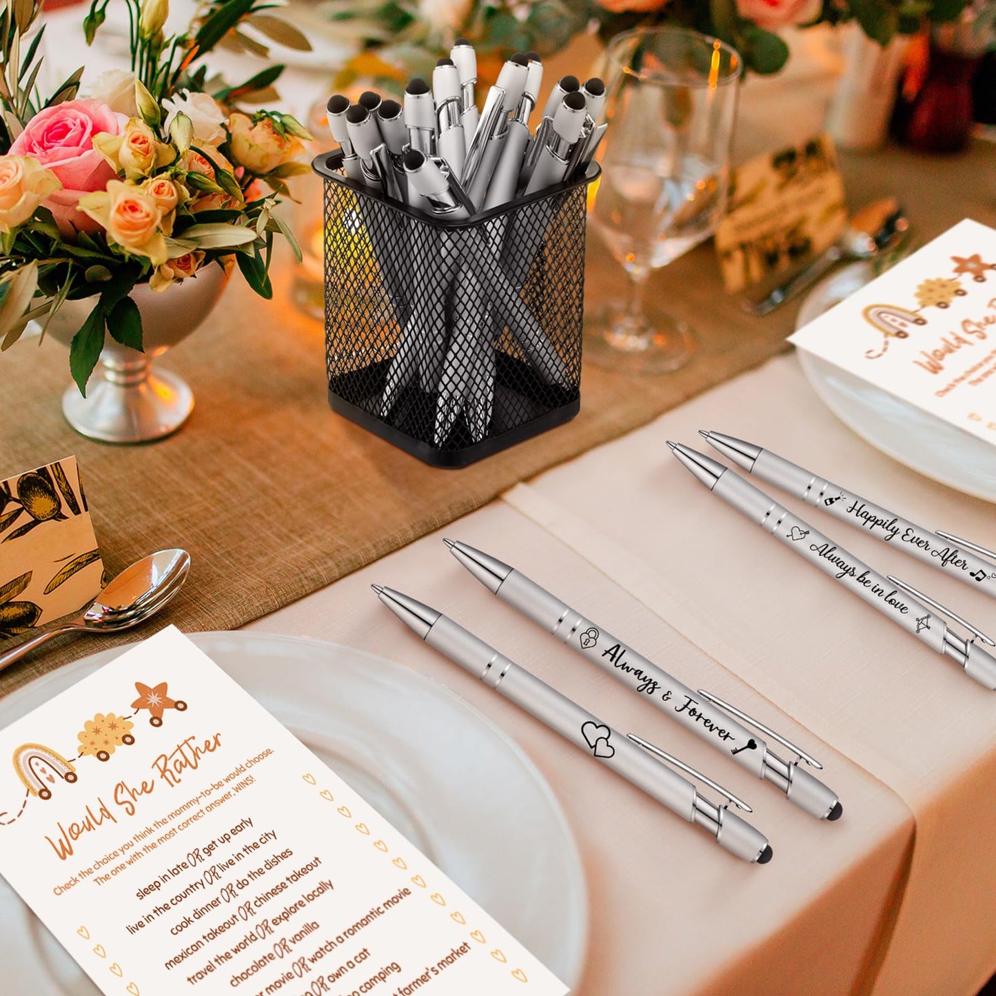 Kisston 36 Pcs Wedding Pen Bulk Bridal Shower Bachelorette Favor, Silvery