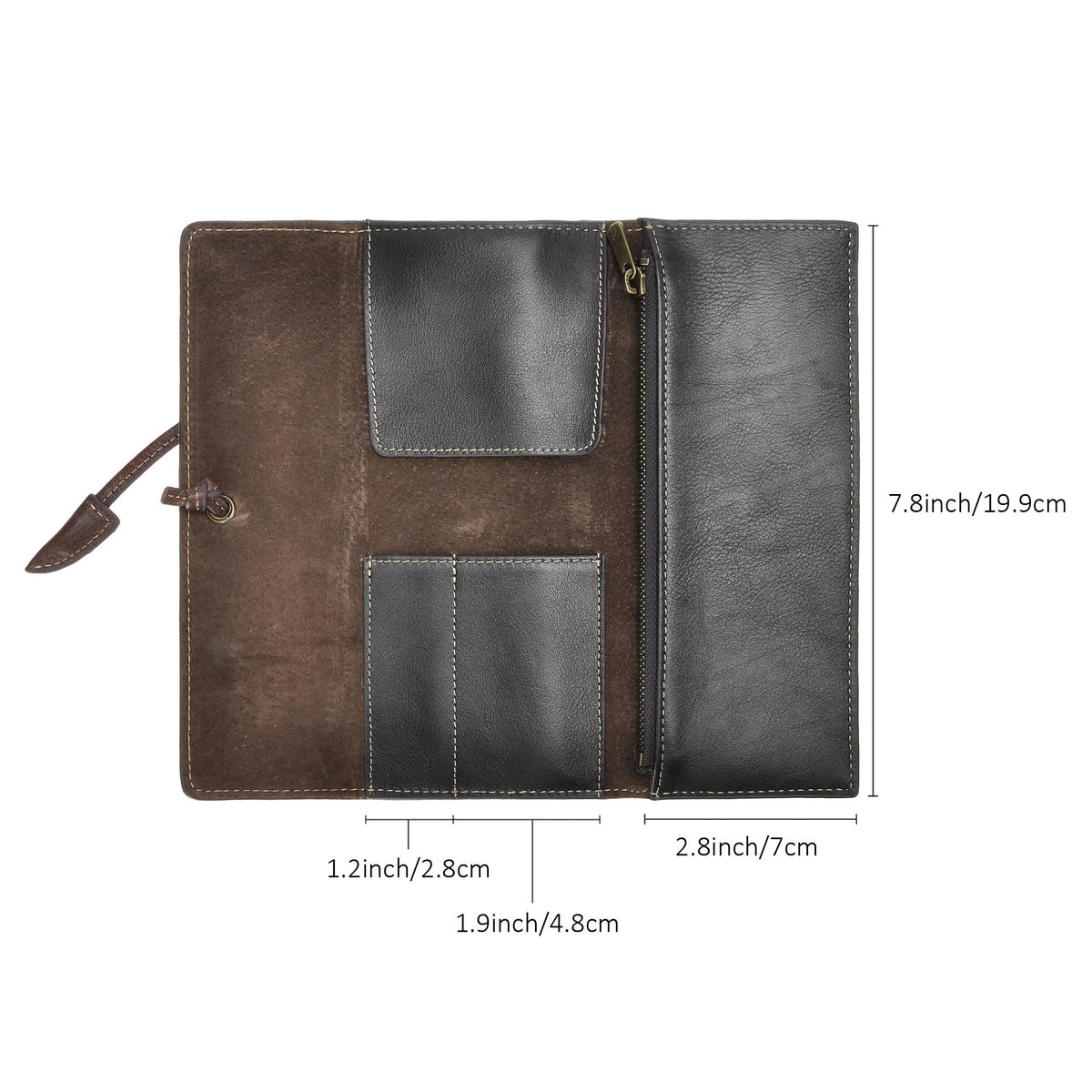 ZLYC Handmade Leather Pencil Case Soft Roll Bag Stationery Gift,Black