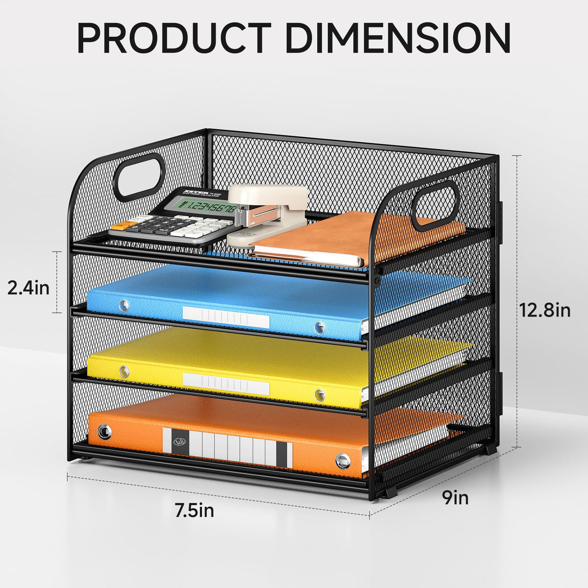 Lavatino Paper Organizer for Desk, 4-Tier Desk Organizer Tray, Mesh Desktop File Organizers with