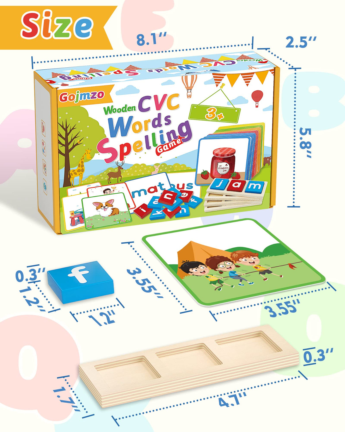 Wooden CVC Word Spelling Games, Montessori Educational Learning Toys Gifts