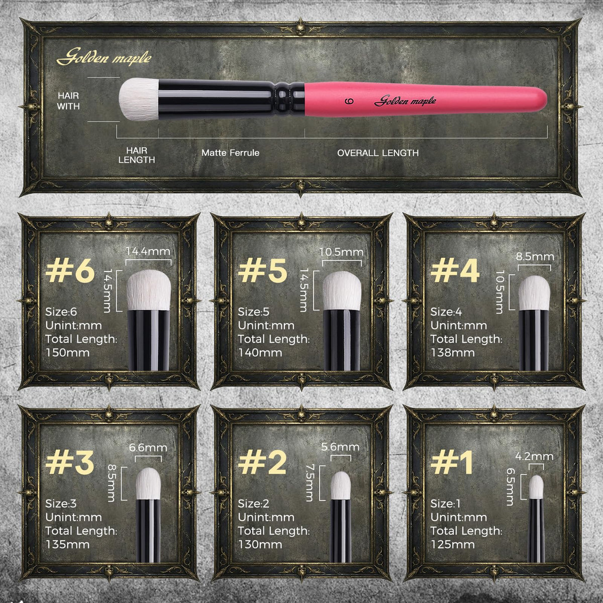 Golden Maple Dry Brush Miniature Painting Drybrush Set - 6PC Professional Modellers Miniature Paint