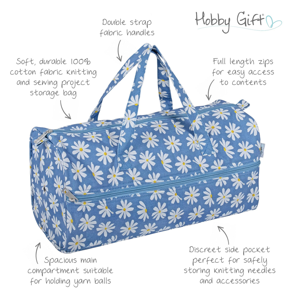 Hobby Gift Knitting Bag Large Yarn Storage Bag with Zippered Compartments for Knitting Needles