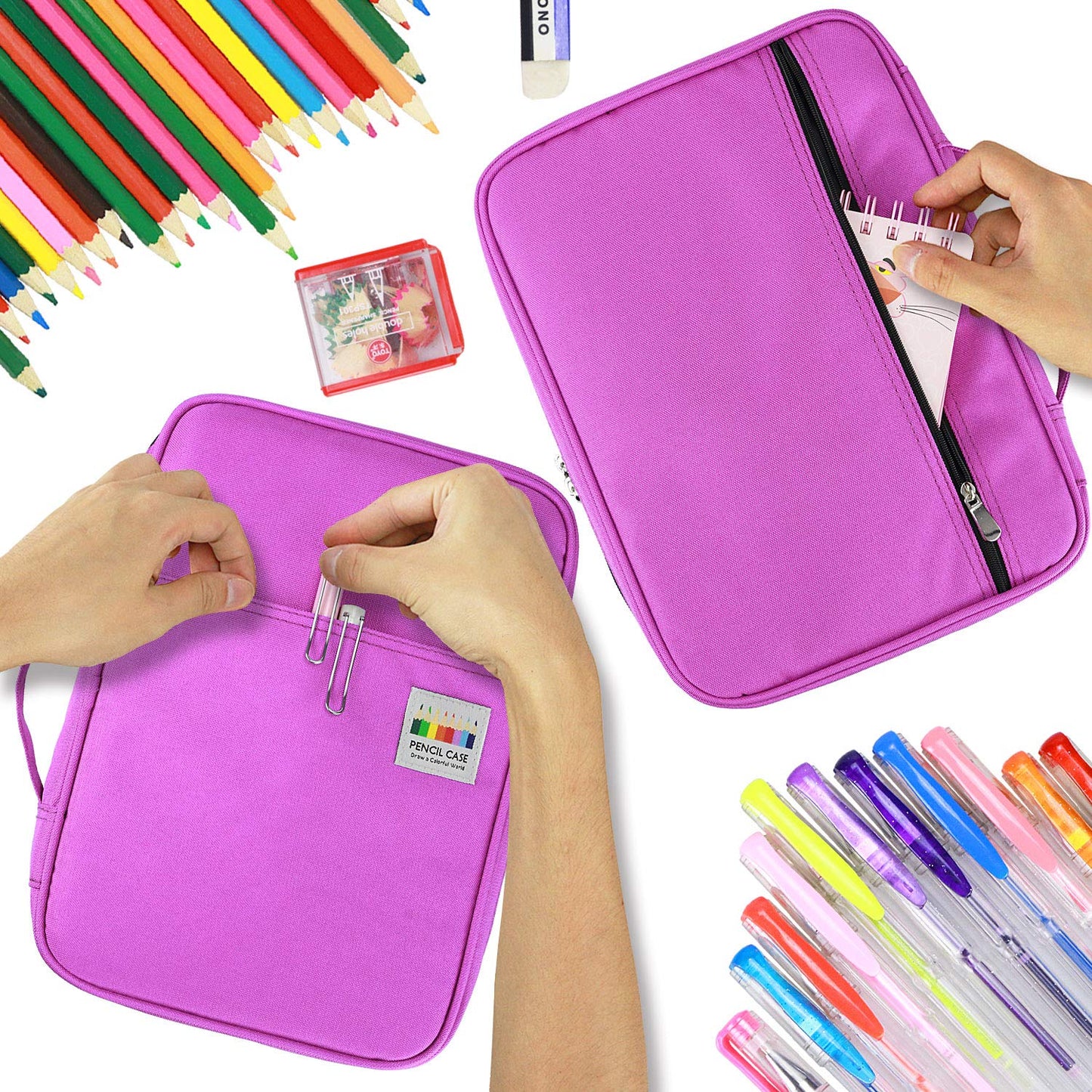 YOUSHARES 166 Slots Colored Pencil Case, 110 Slots Gel Pens fo Coloring Case Organizer, Handy