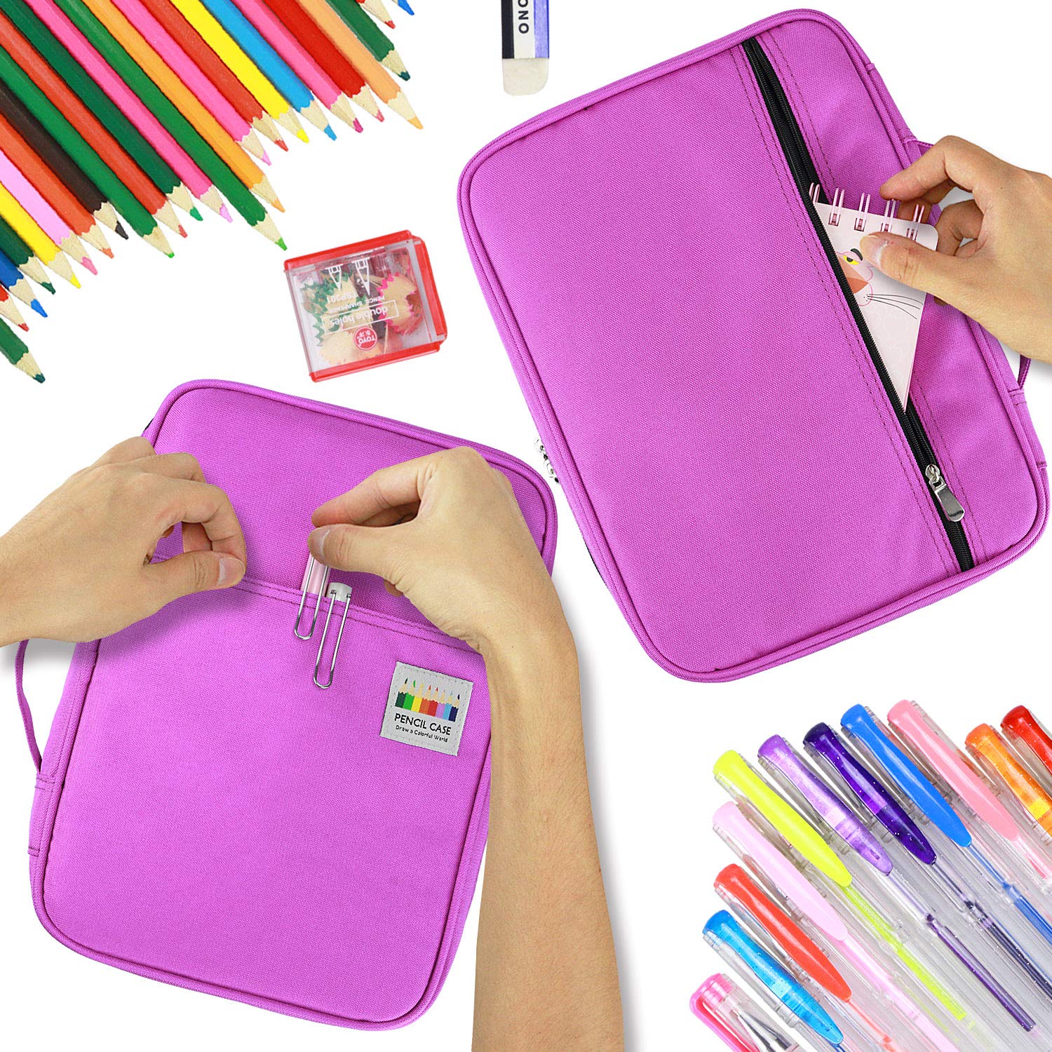 YOUSHARES 166 Slots Colored Pencil Case, 110 Slots Gel Pens fo Coloring Case Organizer, Handy