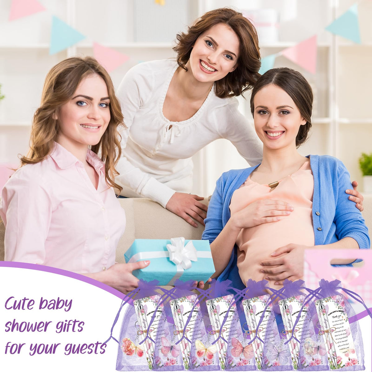 EYNDYN 289 Pieces Butterfly Baby Shower Gifts for Guest Ballpoint Pens and Keychains Favors for