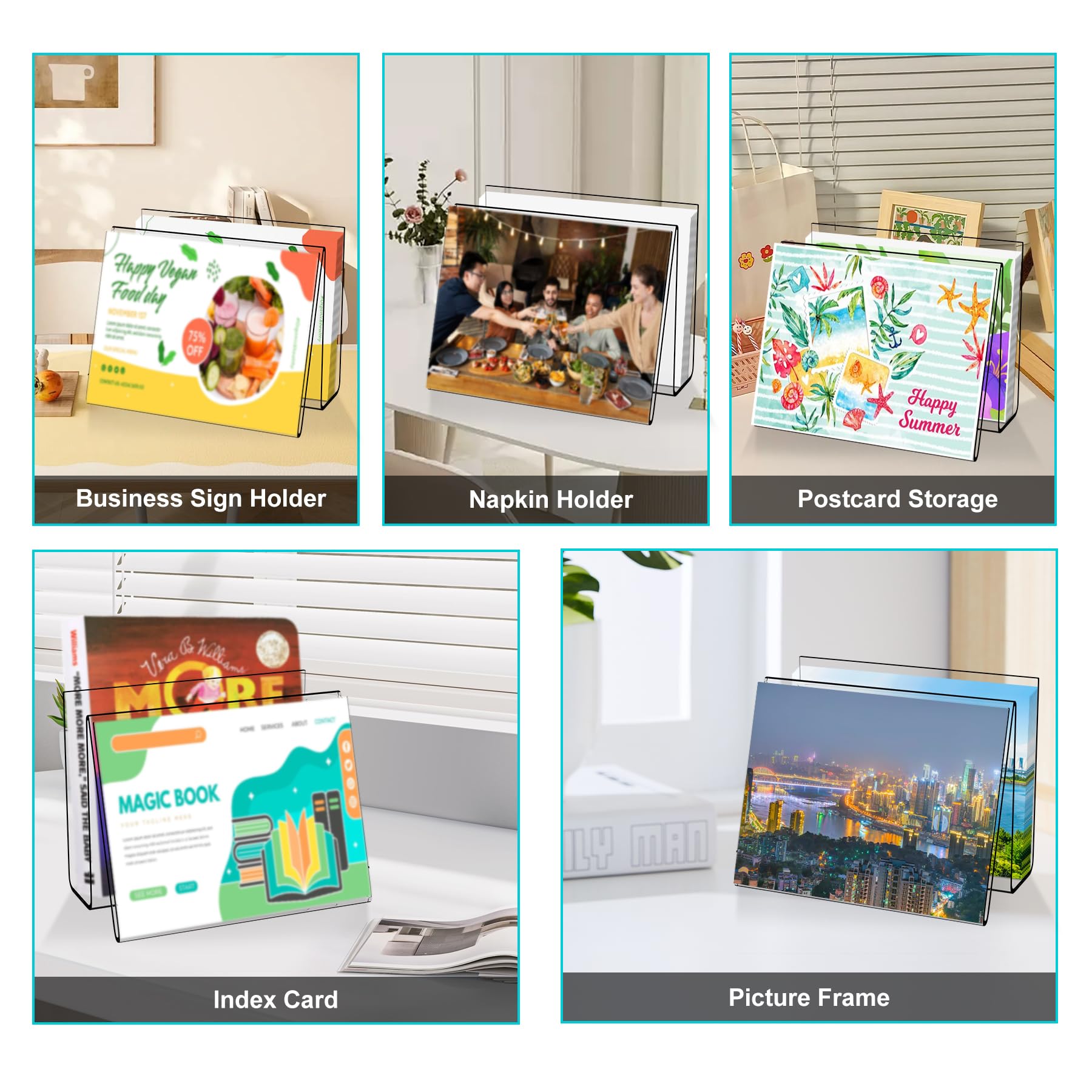 Boloyo Acrylic Vertical Postcard Display Holder,4 x 6 inch 1PC Clear Card Display Stand Easel