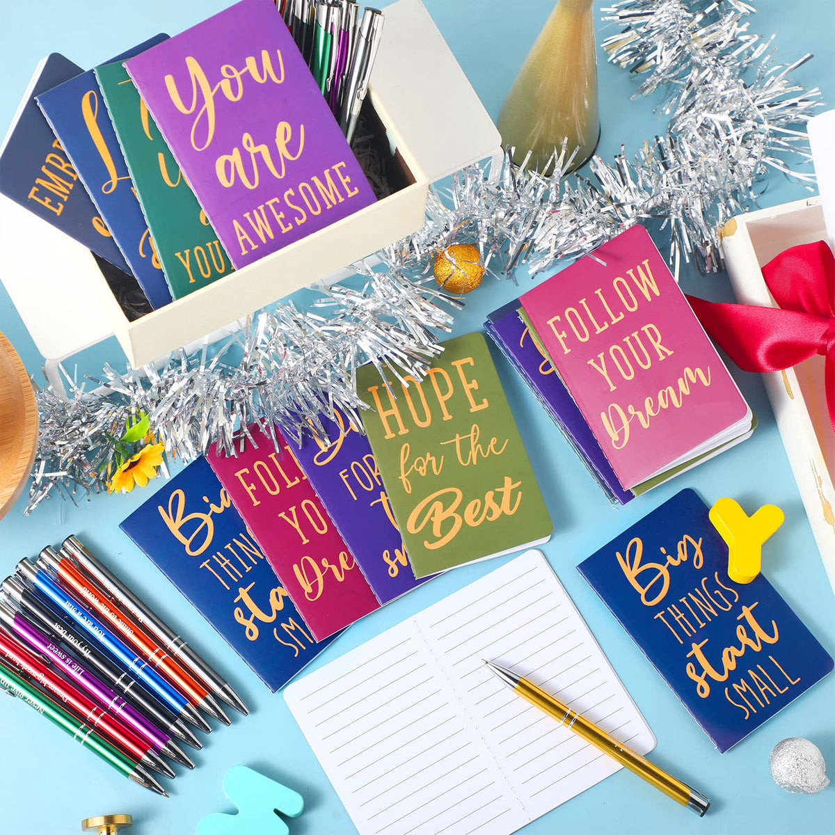 Funrous 32 Pcs Mini Notebooks with Pens Adults Party Favors, Simple