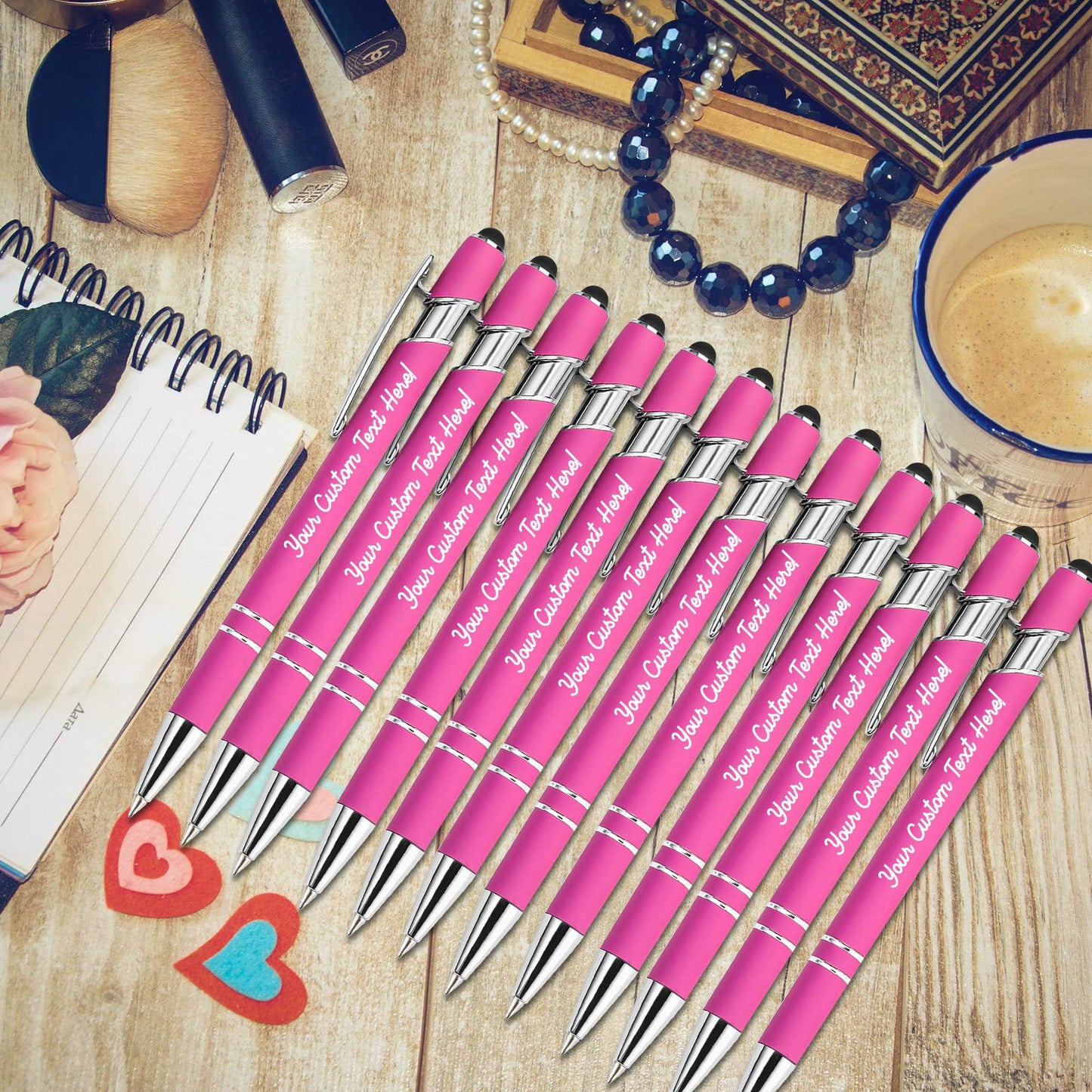 Amlion Custom Pens Personalized Bulk, Customized Ballpoint Pens with Stylus Name Message Logo