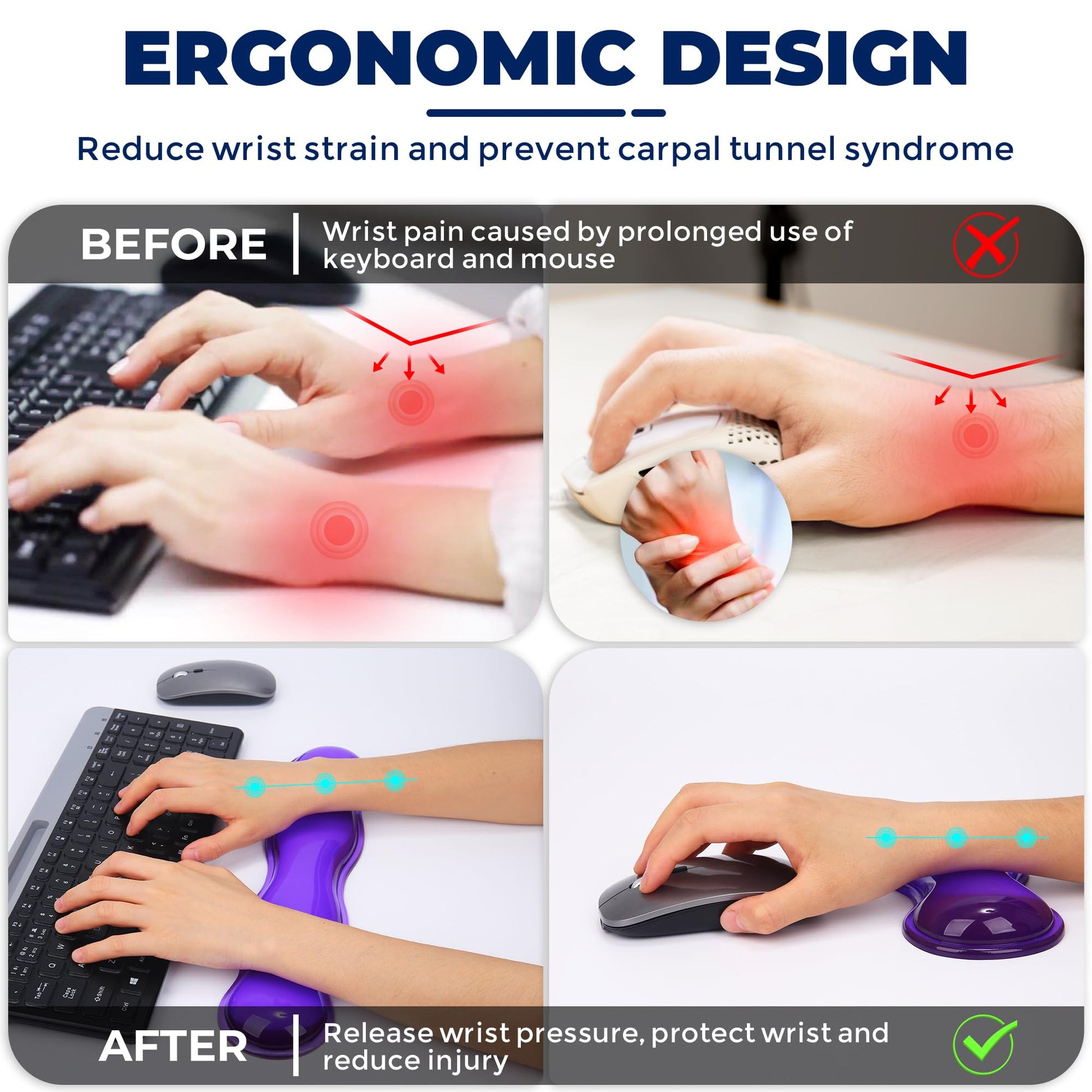 ABRONDA Gel Wrist Rest for Keyboard and Mouse, Wrist Rest for Keyboard, Mouse Wrist Support, Pain