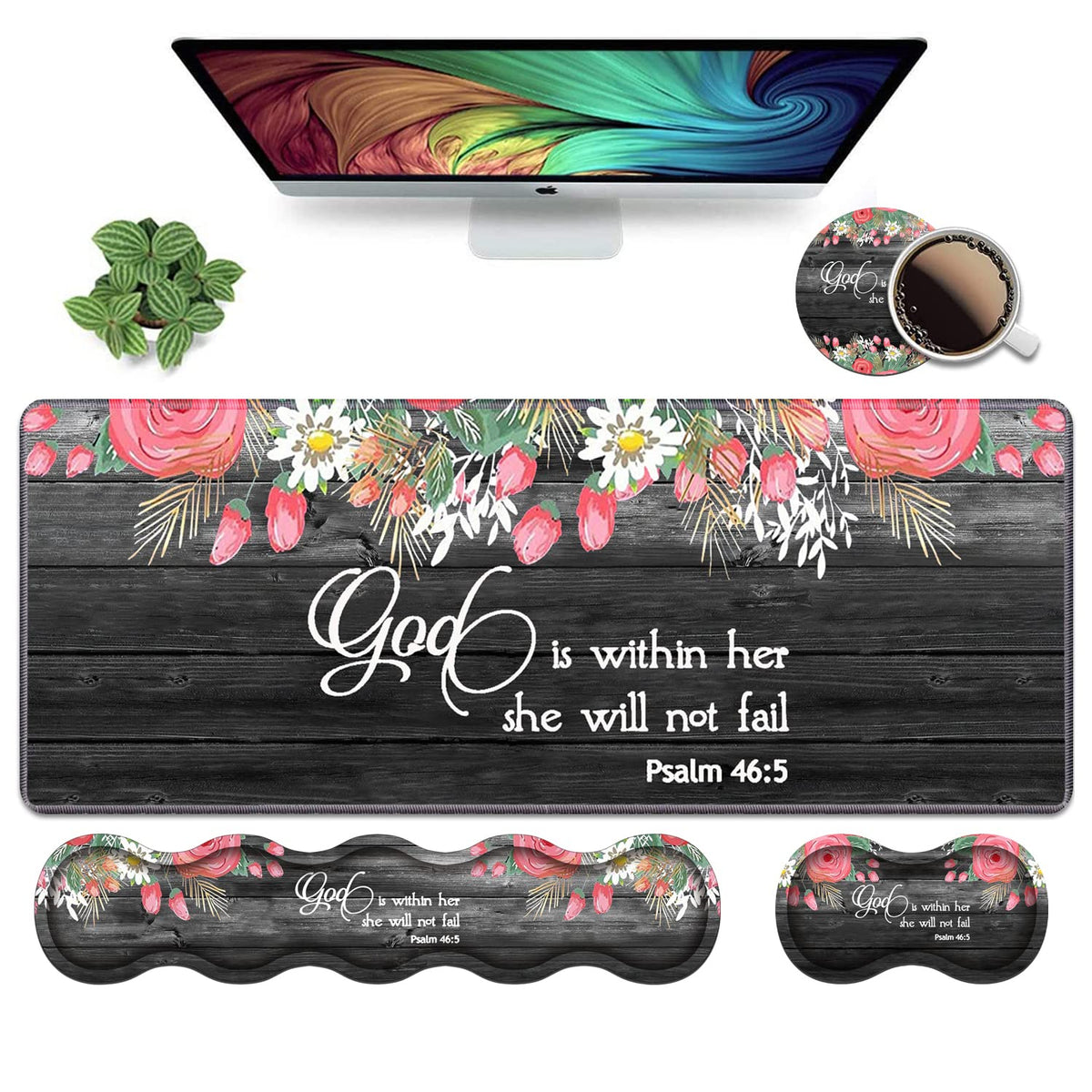 Ergonomic Keyboard Wrist Rest & Mouse Pad Wrist Rest Set,Large XXL Gaming Desk Mat 31.5"x
