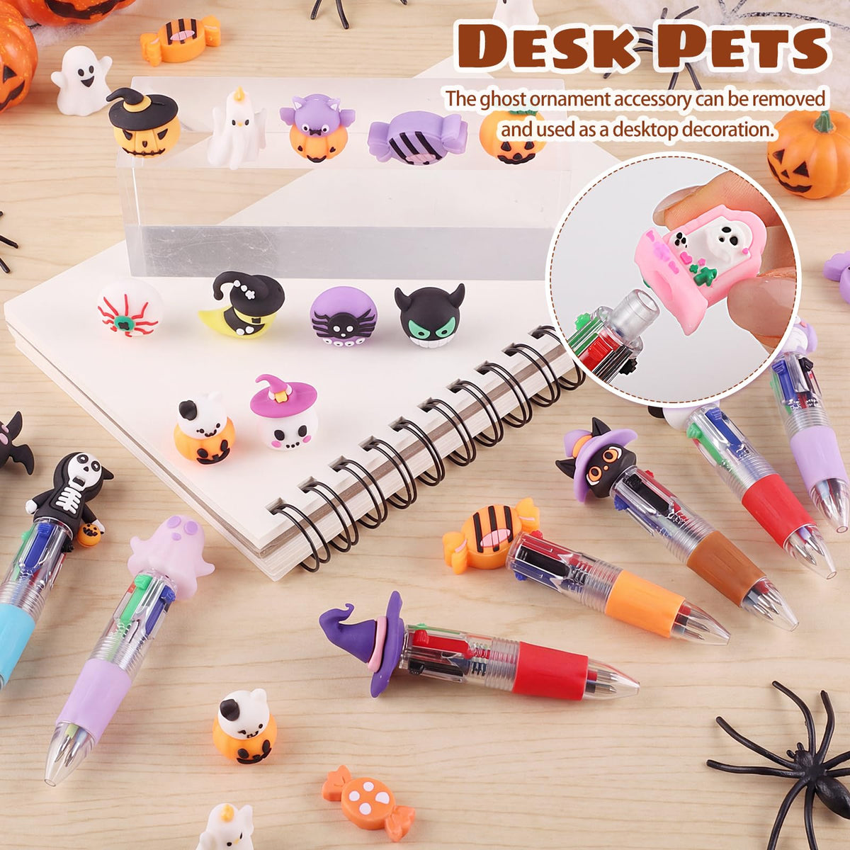 BESARME 48 Pcs Halloween Pens, Fun Multicolor Pens Gifts for Classroom
