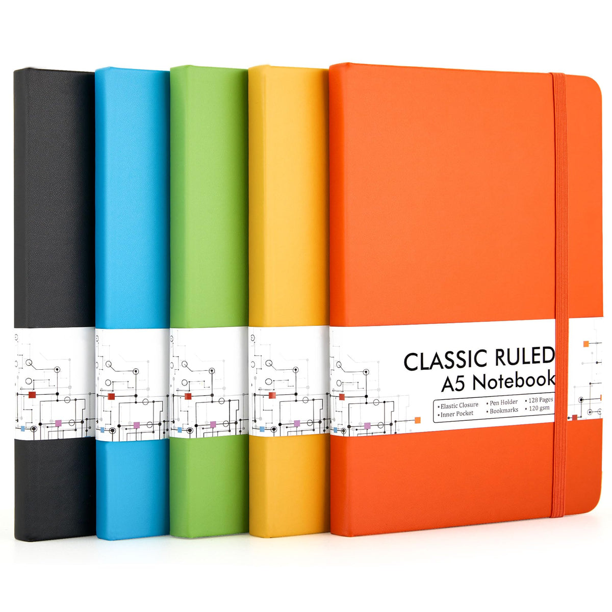 feela Journal Notebook Bulk for School, Hardcover Business Classic Ruled Lined Journals with Pen