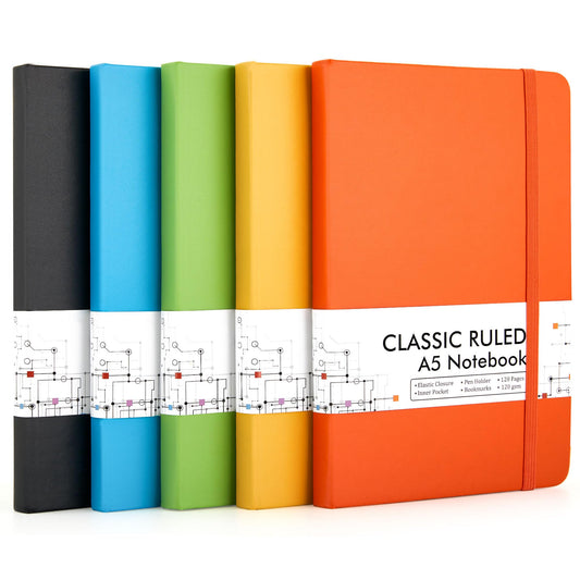 feela Journal Notebook Bulk for School, Hardcover Business Classic Ruled Lined Journals with Pen