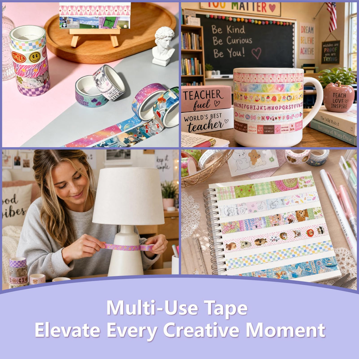 Washi Tape Set - 36 Rolls Retro-Futuristic Vaporwave Design Scrapbook Tape