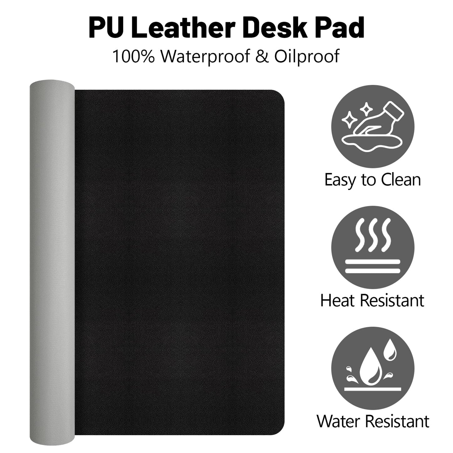 Meetcolor Leather Desk Pad Mat, Large Black Desk Mat, 47.2" x 16.9"