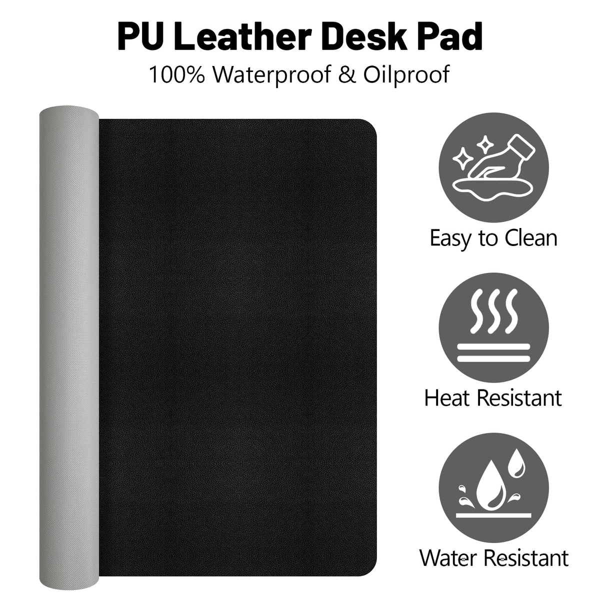 Meetcolor Leather Desk Pad Mat, Large Black Desk Mat, 47.2" x 16.9"