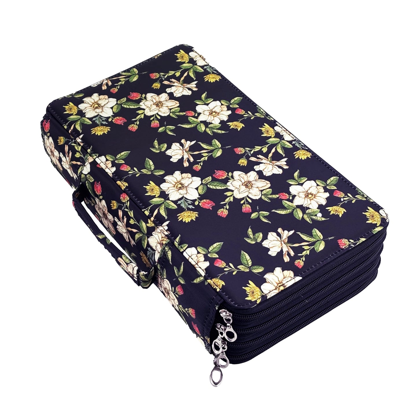 YOUNGCOL 300-Capacity Colored Pencil Case Pen Organizer(Black vintage floral)