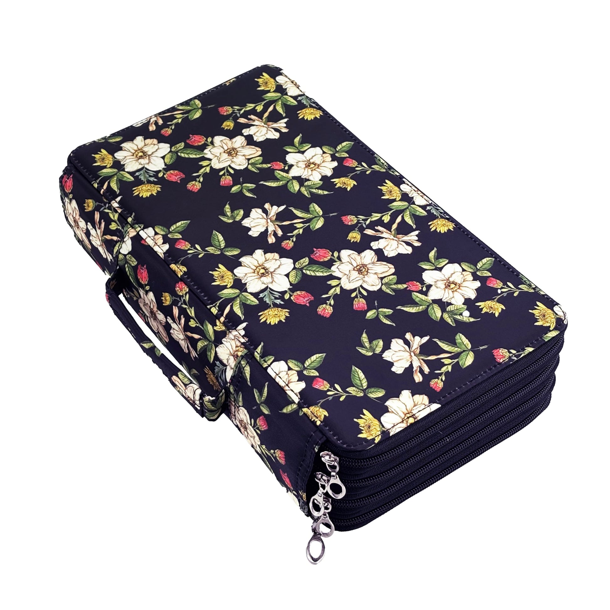 YOUNGCOL 300-Capacity Colored Pencil Case Pen Organizer(Black vintage floral)