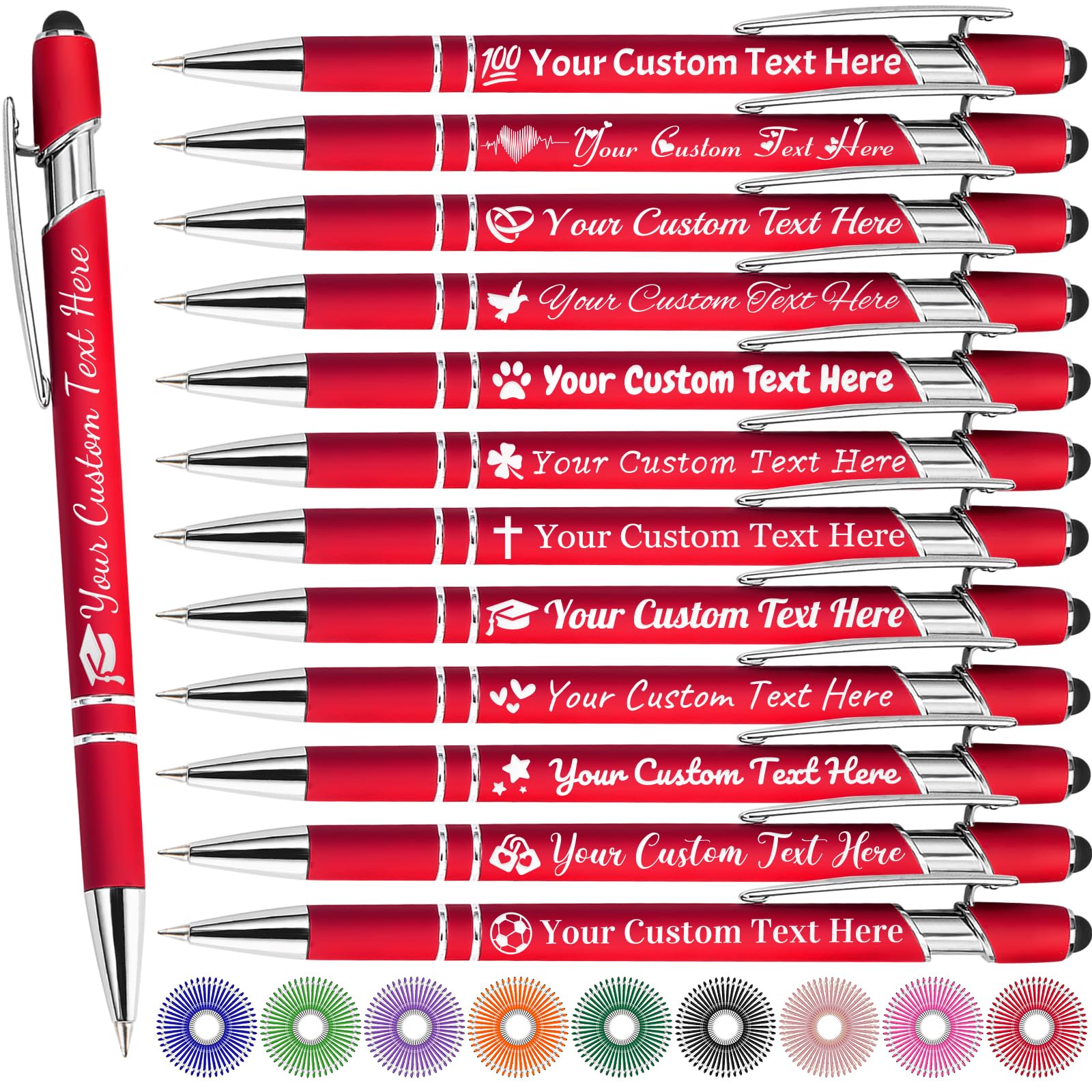 MaWeeTn Personalized Pens with Name, Custom Pen Customized, 0.5 mm Engraved Ballpoint Pens Bulk