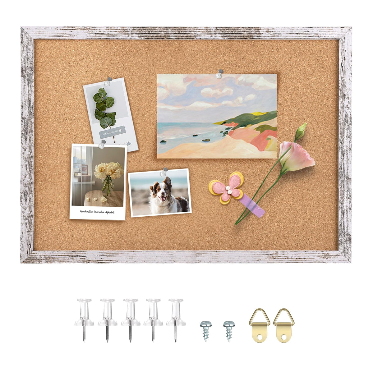 Aitakatta Cork Board Bulletin Board, 23.6x15.7 inches Decorative Hanging Framed Cork Boards for