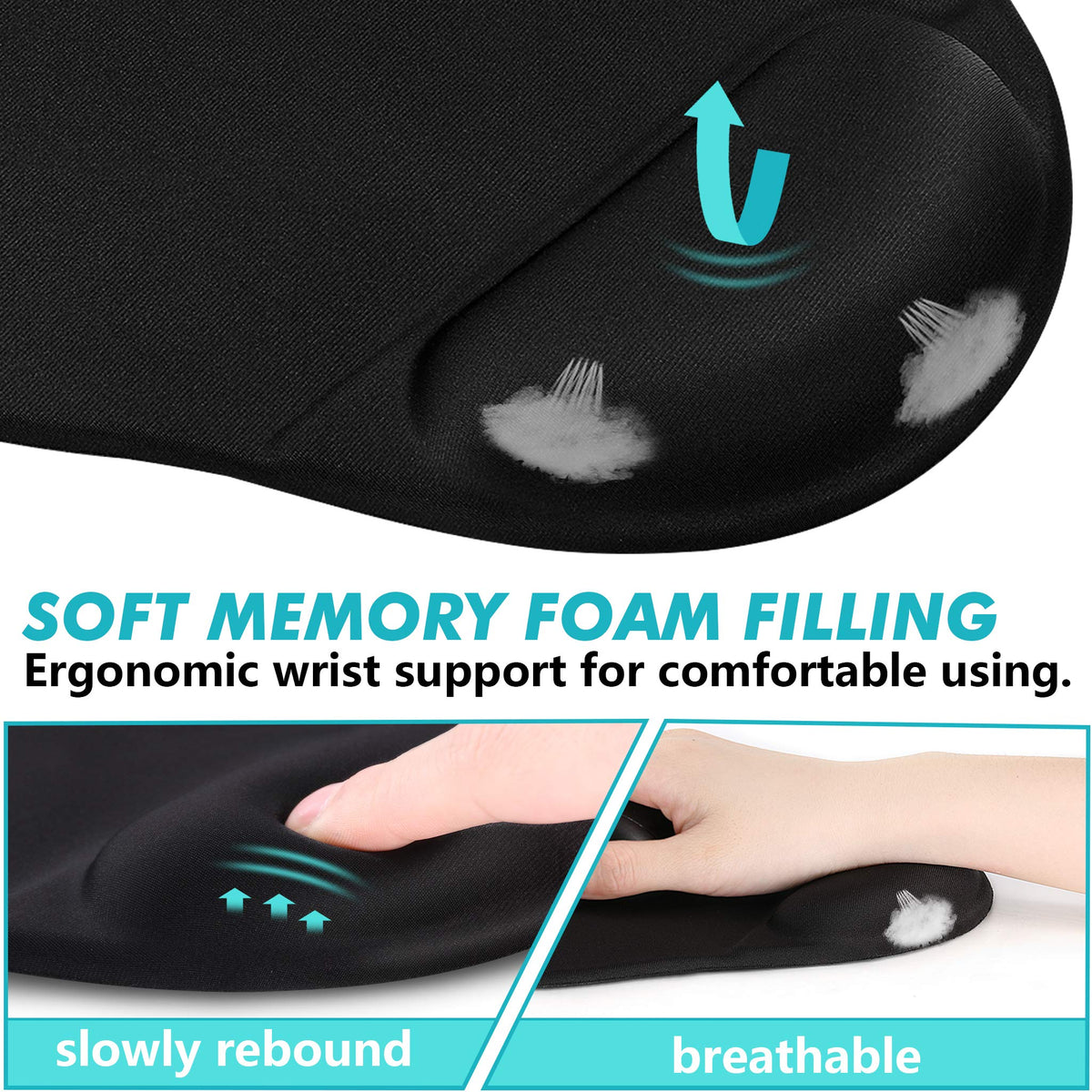 Ergonomic Mouse Pad 3 Pack with Wrist Rest Support, Round Gaming Mousepad with Smooth Surface &