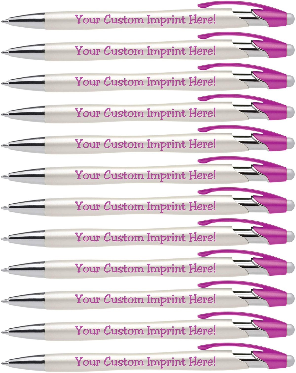 ExpressDesigns™ - Custom Pens with Stylus - The Pearl Personalized Metallic Printed Name Pens with