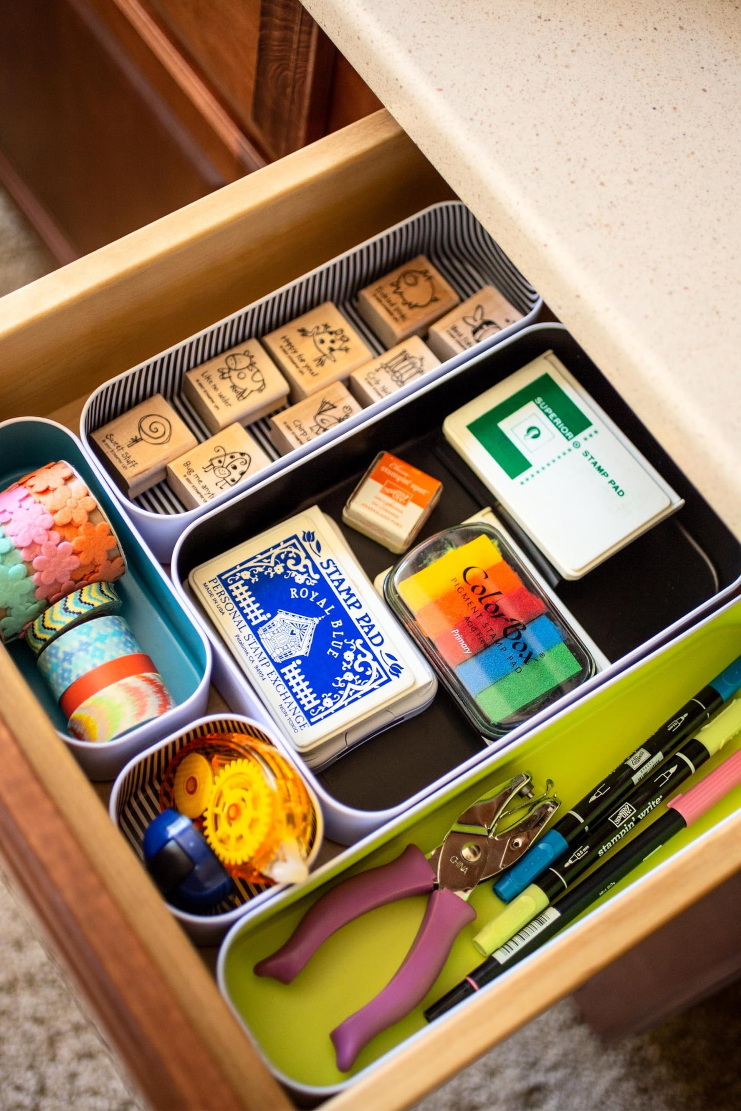 Three by Three Seattle Metal Drawer Organizer Tray Set, 5-Pc, 2" (Assorted)