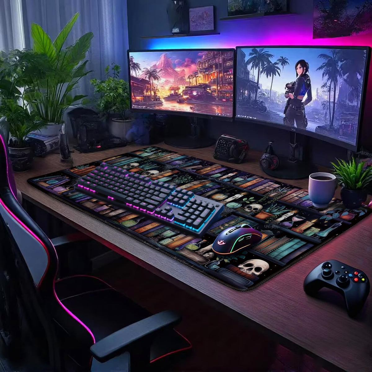 Mcapirivo Gothic Library Large Gaming Mouse Pad Desk Mat 31.5"x15.7"