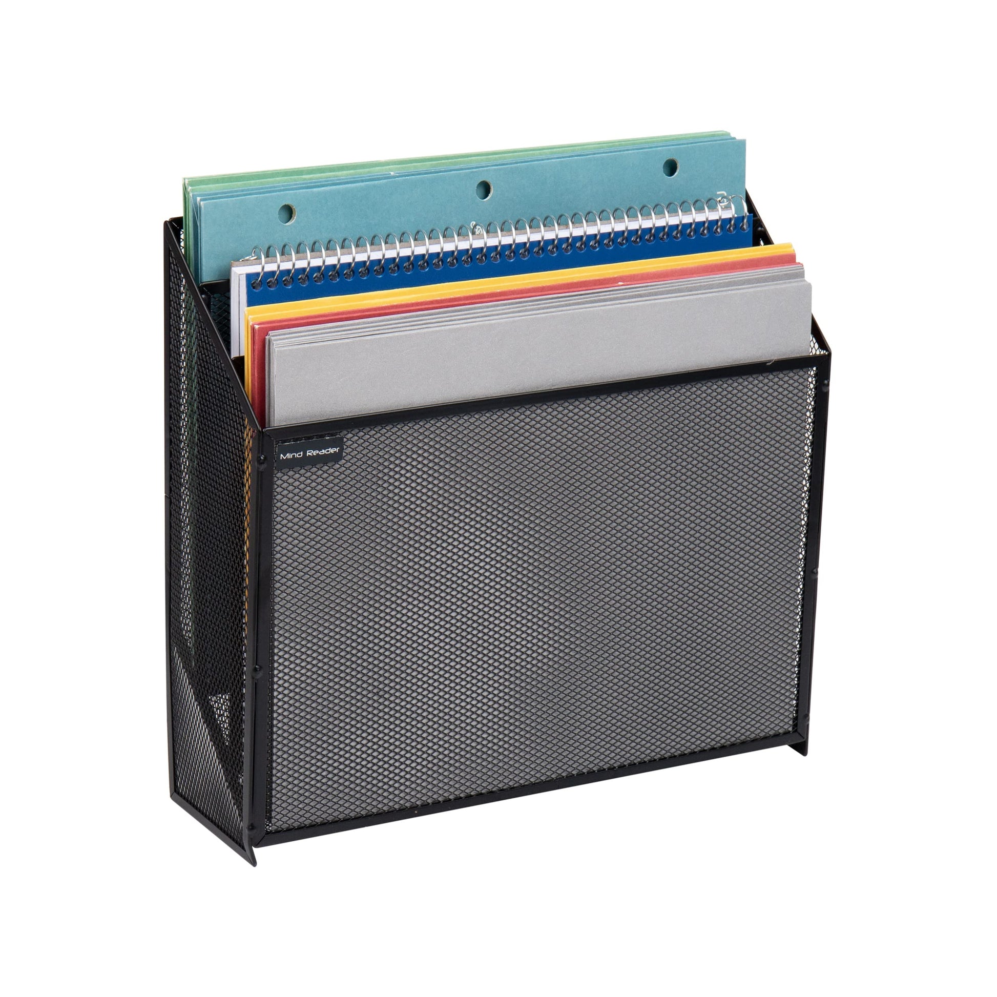 Mind Reader Vertical File Storage, Desktop Organizer, Wall Mount, Office, Metal Mesh, Black