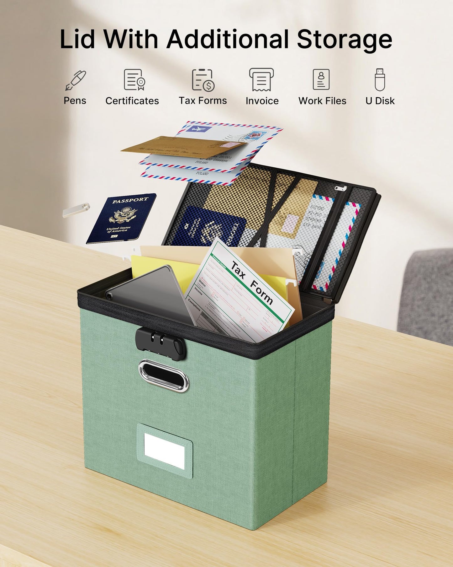Oterri Lockable File Box Small 1-Pack Hanging Organizer for Letter-Size