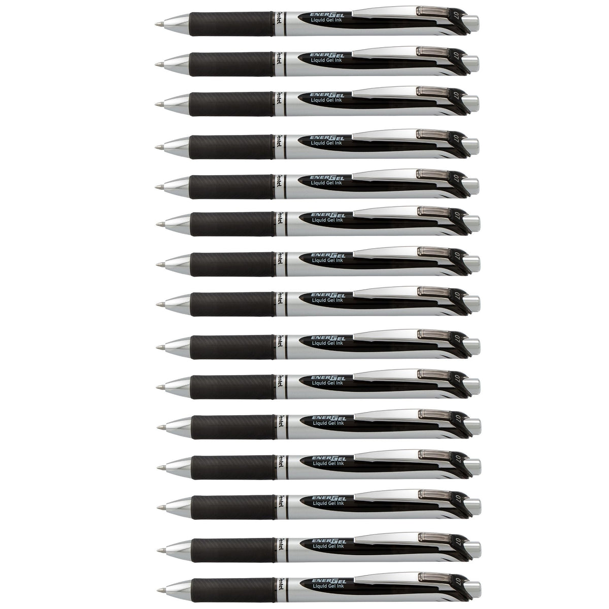 Pentel EnerGel RTX Deluxe Retractable Liquid Gel Pen, Fine .7mm Metal Tip, Black Ink, Silver Barrel