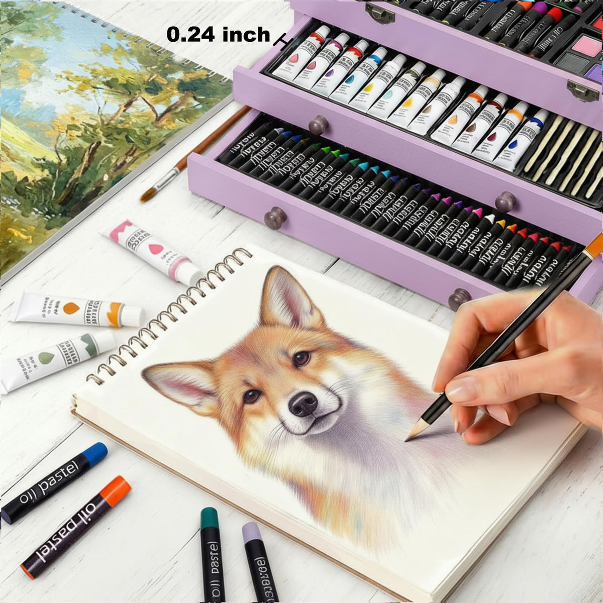 175 Piece Deluxe Art Set with 2 Drawing Pads, Acrylic Paints, Crayons, Colored Pencils, Paint Set