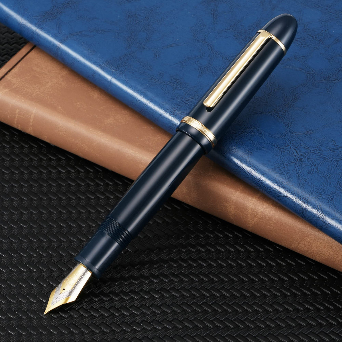 Jinhao X159 Fine Nib Fountain Pen, Dark Blue with Golden Clip Acrylic Big Size Writing Pen