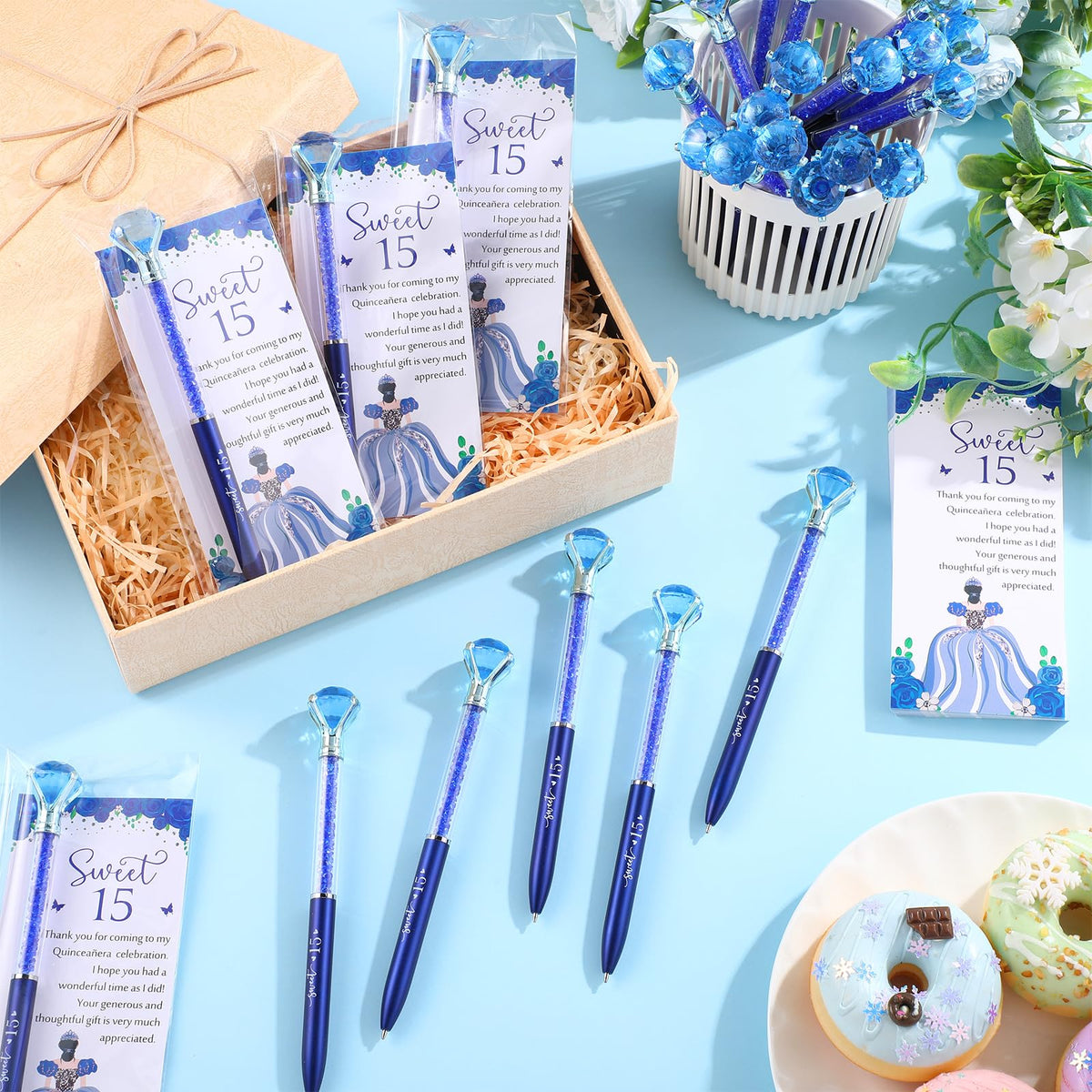 Sayglossy 50 Set Quinceanera Party Favor Sweet Gift, 15th, Navy Blue