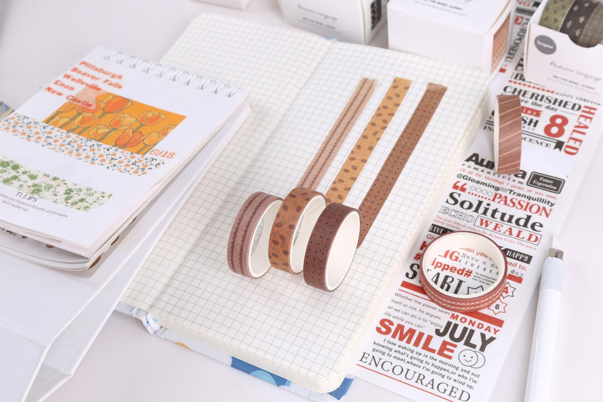 YUBX Basic Washi Tape Set 30 Rolls Plants Patterns Decorative Skinny Slim Masking Tapes for Arts