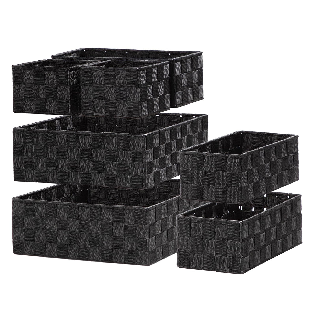 Posprica Small Baskets for Organizing(7 Set) Woven Storage for Shelves, Bathroom, Decorative Closet