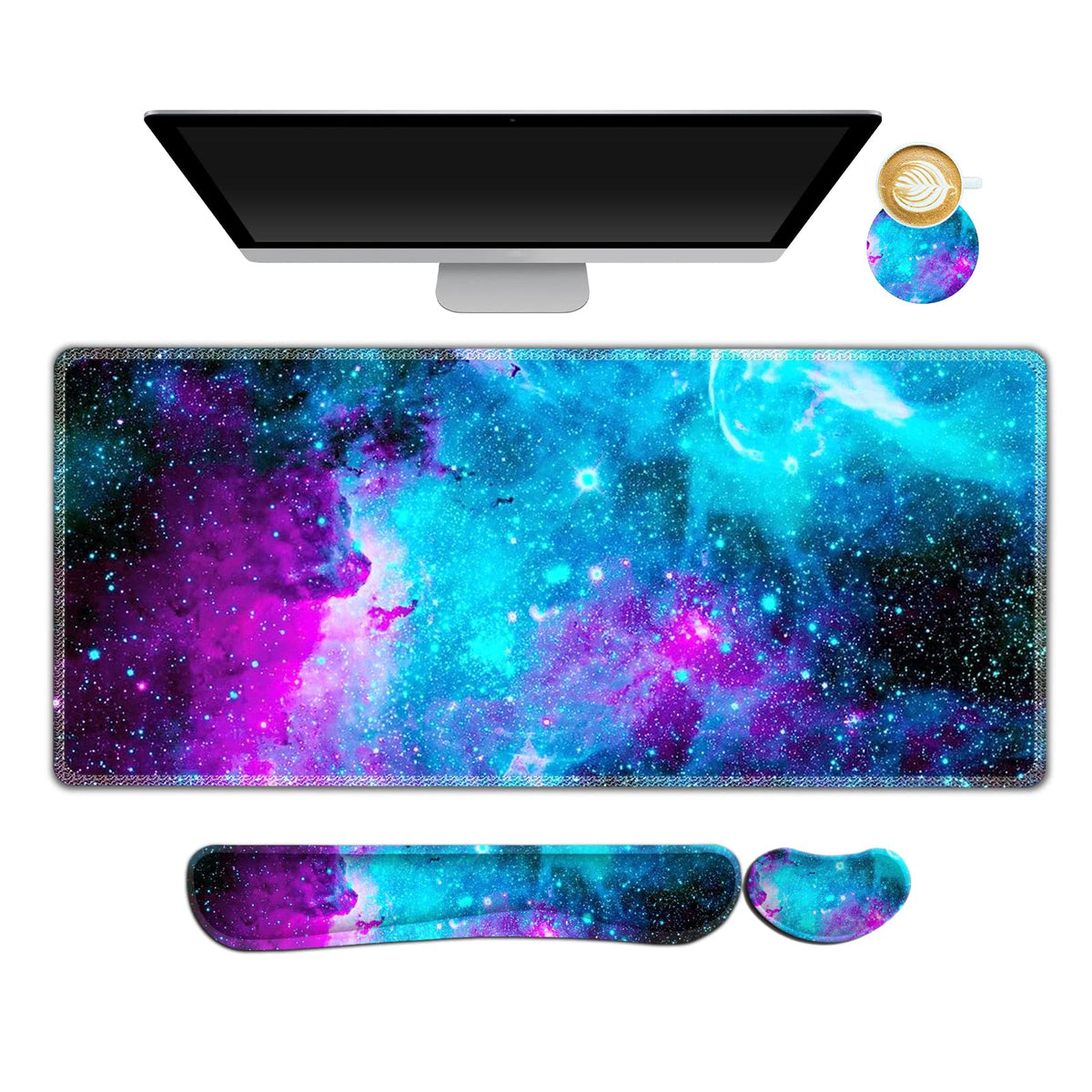 AIMSA Large Gaming Mouse Pad Set, Keyboard Wrist Rest Support Mouse Pad, Ergonomic Memory Foam