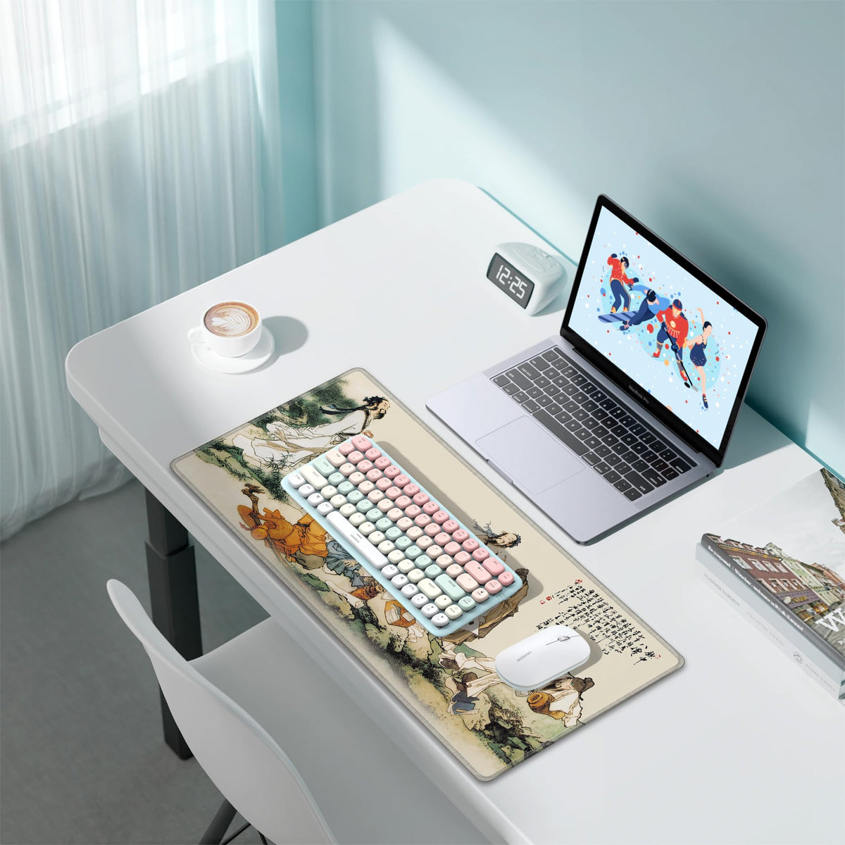 LL-COEUR XXL Landscape Gaming Mouse Pad Computer Keyboard Mat Office Desk Pad (Eight Immortals